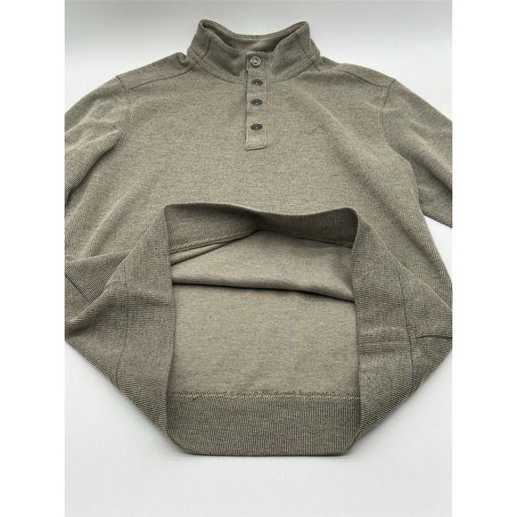 Tommy Bahama Henley Mock Trtl 1/4 Snap Olive Grn MediumCorduroy Pttrn Swtr-Shirt - Picture 3 of 10